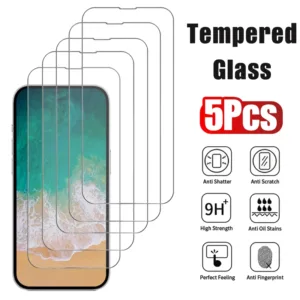 5pcs Tempered Glass for iPhone 17 16 15 14 13 12 Pro Max Screen Protector for iPhone 12Mini 13Mini 14 Plus 14Pro Glass 16Pro Max