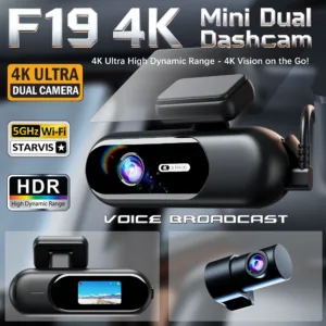 Dash Cam for Cars 4K UHD Recording Front Rear Car Camera HDR Night Vision Recorder Built in Wi-Fi 24H Parking Mode APP Monitor