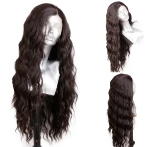 Brown Deep Wave Wig 13x4 Lace Front Wig Long Synthetic Frontal Wigs for Women Glueless Daily Wear Cosplay Wigs Heat Resistant