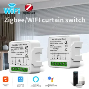 WiFi or Zigbee Tuya Smart Curtain Switch Module Roller Blinds Shutter Motor Smart Life APP Voice Control Works with Alexa Google